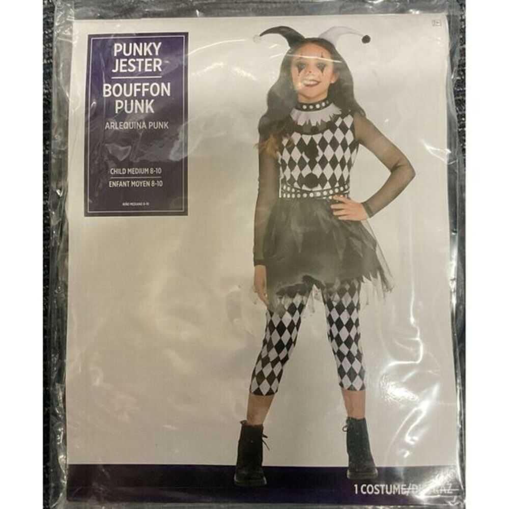 Halloween Punky Jester Costume Set‎ for girls 8-10 Medium